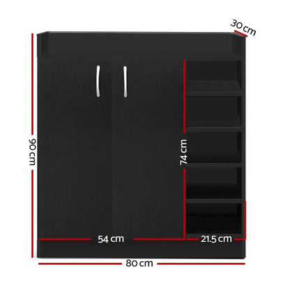Artiss Shoe Rack Cabinet 21 Pairs Adjustable Shelves Black Clair - Mekamart Australia