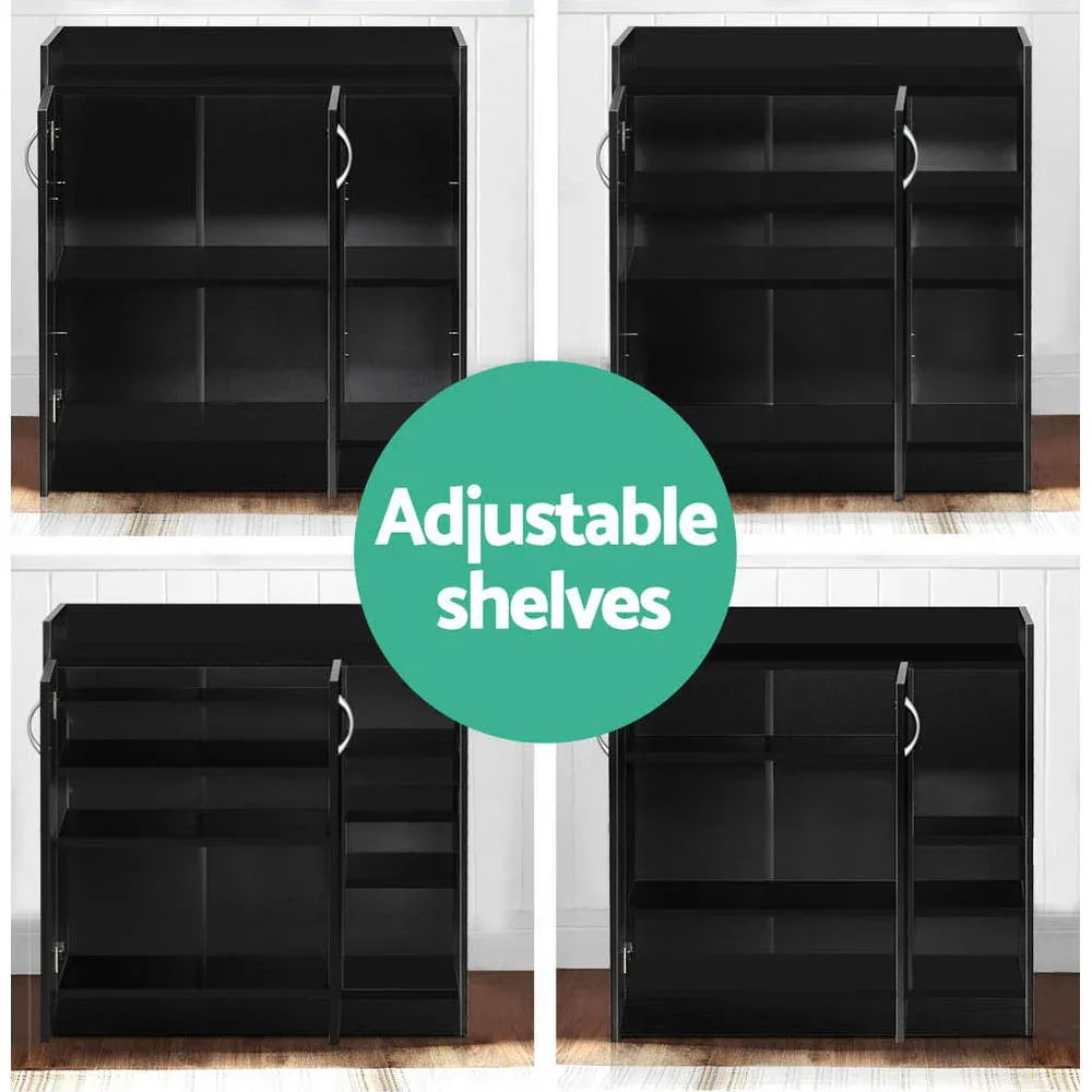 Artiss Shoe Rack Cabinet 21 Pairs Adjustable Shelves Black Clair - Mekamart Australia