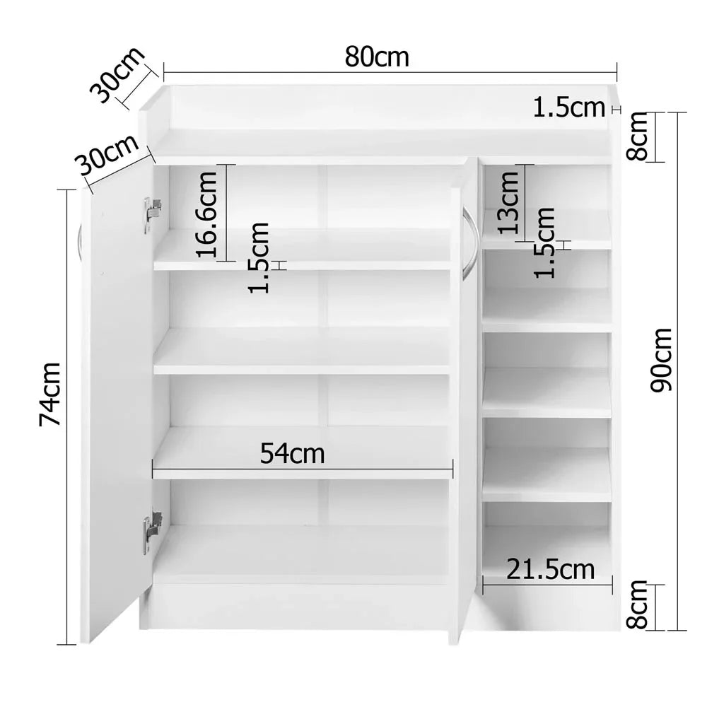 Artiss Shoe Rack Cabinet 21 Pairs Adjustable Shelves White Clair - Mekamart Australia
