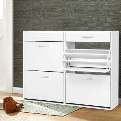 Artiss Shoe Rack Cabinet 36 Pairs Adjustable Shelves White Sara