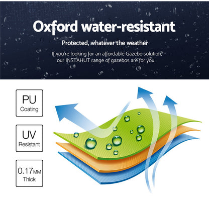 Instahut Gazebo Pop Up Marquee 3x3 Folding Tent Gazebos Camping 500D Oxford Navy