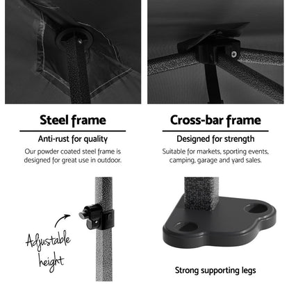 Instahut Gazebo Pop Up Marquee 3x4.5 Folding Tent Wedding Gazebos 500D Black