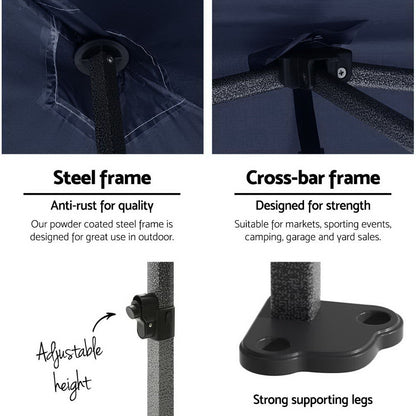 Instahut Gazebo Pop Up Marquee 3x6 Folding Tent Gazebos Camping 500D Oxford Navy