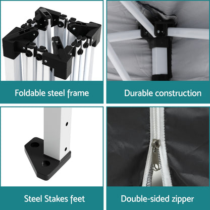 Instahut Gazebo 3x3 Pop Up Marquee Folding Tent Wedding Gazebos Camping Outdoor Shade Canopy Gray