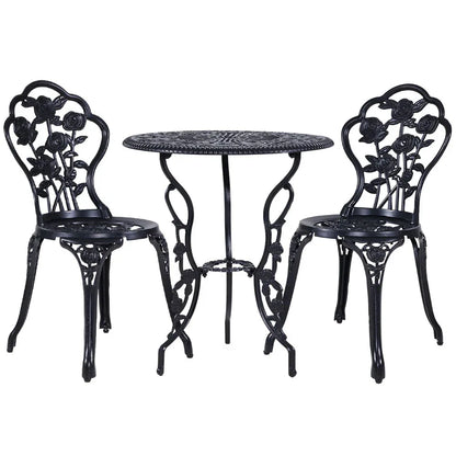 Gardeon 3PC Outdoor Setting Bistro Set Chairs Table Cast Aluminum Rose Black