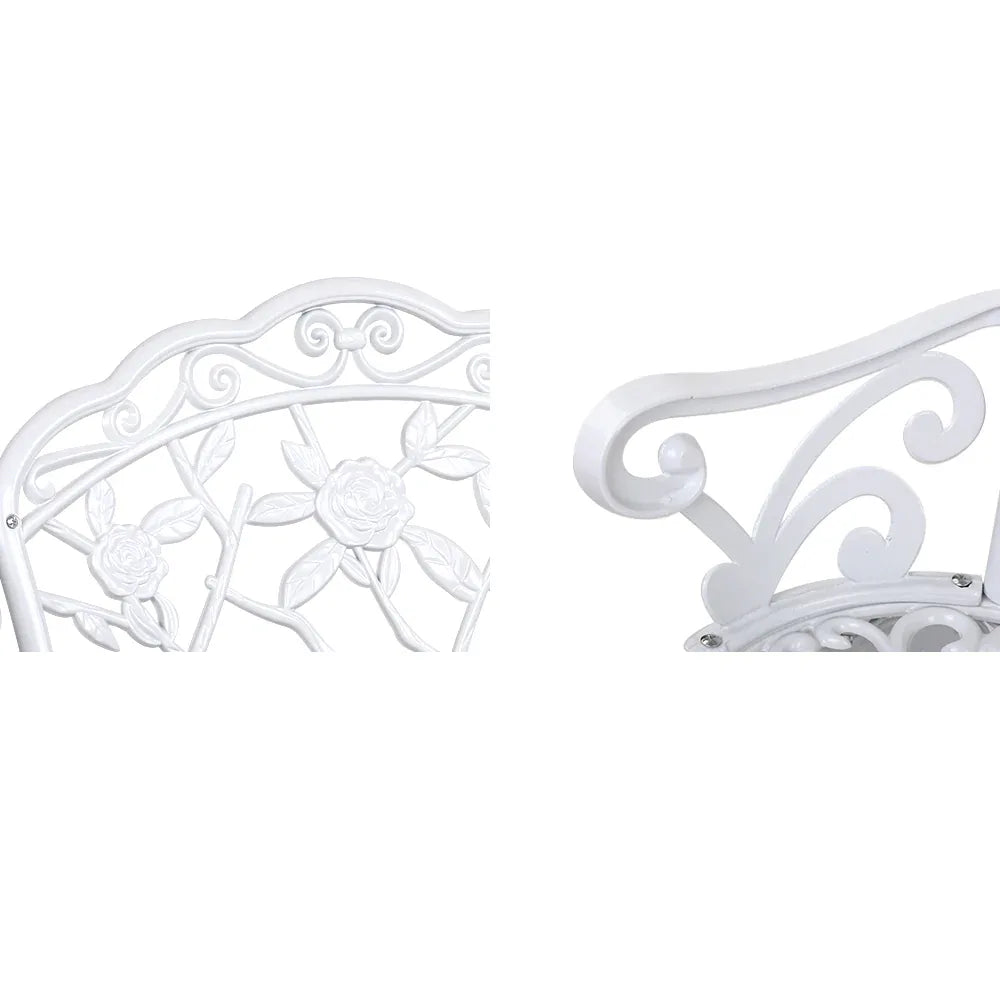 Gardeon Outdoor Garden Bench Seat 100cm Cast Aluminium Outdoor Patio Chair Vintage White - Mekamart Australia