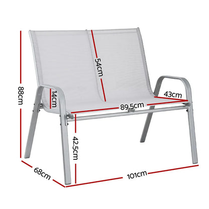 Gardeon Garden Bench Seat Steel Outdoor Patio Park Lounge Backyard Chair Grey - Mekamart Australia