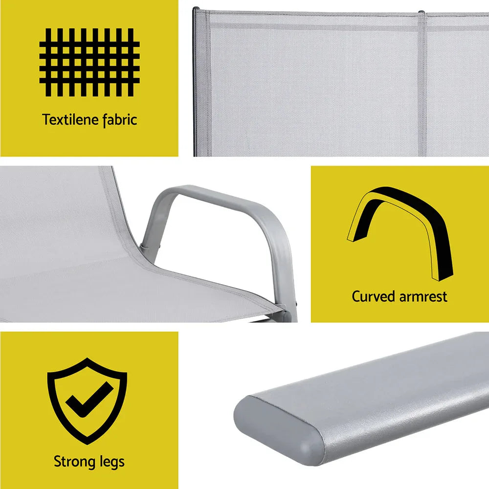 Gardeon Garden Bench Seat Steel Outdoor Patio Park Lounge Backyard Chair Grey - Mekamart Australia