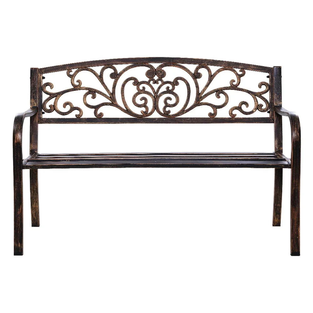 Gardeon Outdoor Garden Bench Seat Steel Outdoor Furniture 3 Seater Park Bronze - Mekamart Australia