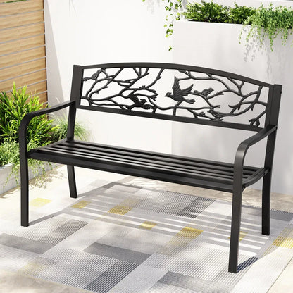 Gardeon Outdoor Bench Seat Garden Steel Outdoor Furniture 3 Seater Park Black