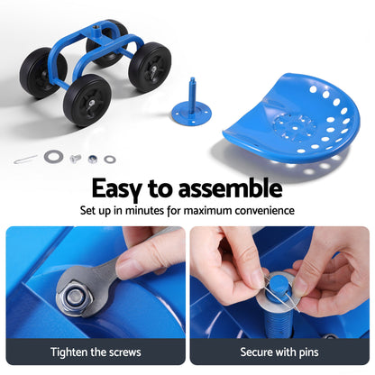 Gardeon Garden Seat 360 Swivel Rolling Adjustable Height Work Scooter Cart Wheels Heavy Duty 150kg