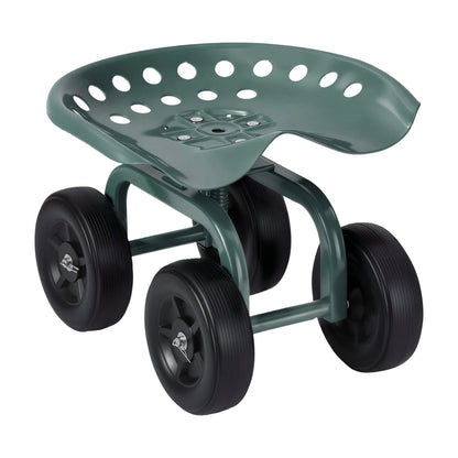 Gardeon Garden Seat 360 Swivel Rolling Adjustable Height Work Scooter Cart Wheels Heavy Duty 150kg