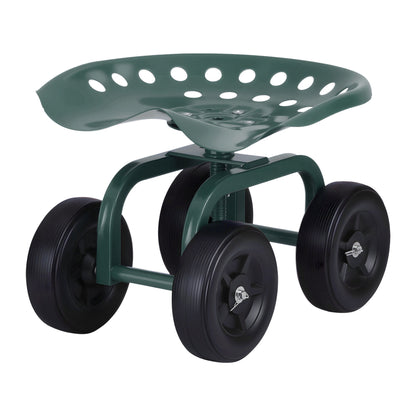 Gardeon Garden Seat 360 Swivel Rolling Adjustable Height Work Scooter Cart Wheels Heavy Duty 150kg