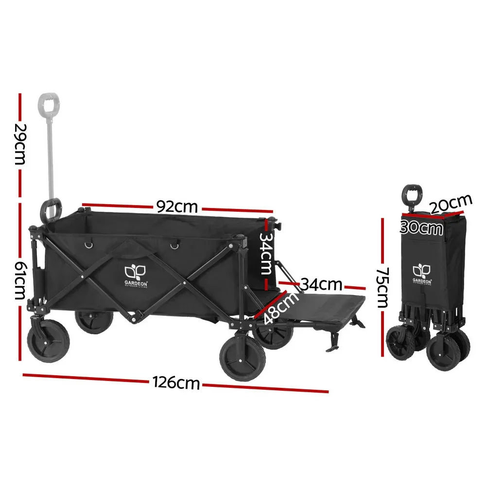 Gardeon Garden Cart with Opening Rear Black - Mekamart Australia