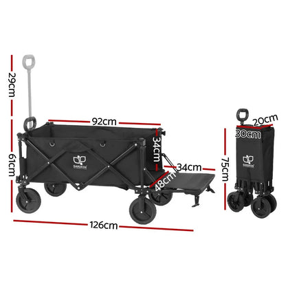 Gardeon Garden Cart with Opening Rear Black - Mekamart Australia