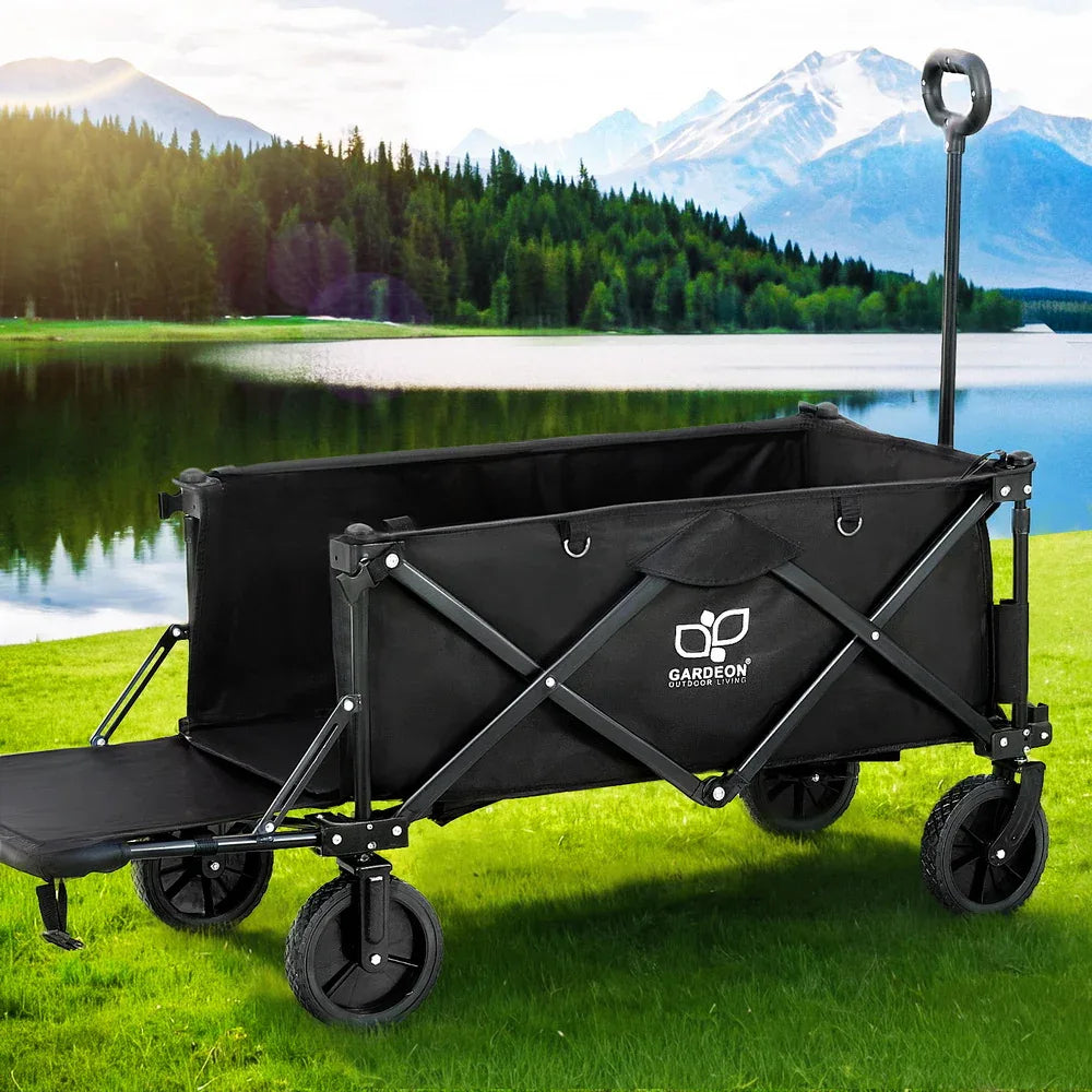 Gardeon Garden Cart with Opening Rear Black - Mekamart Australia