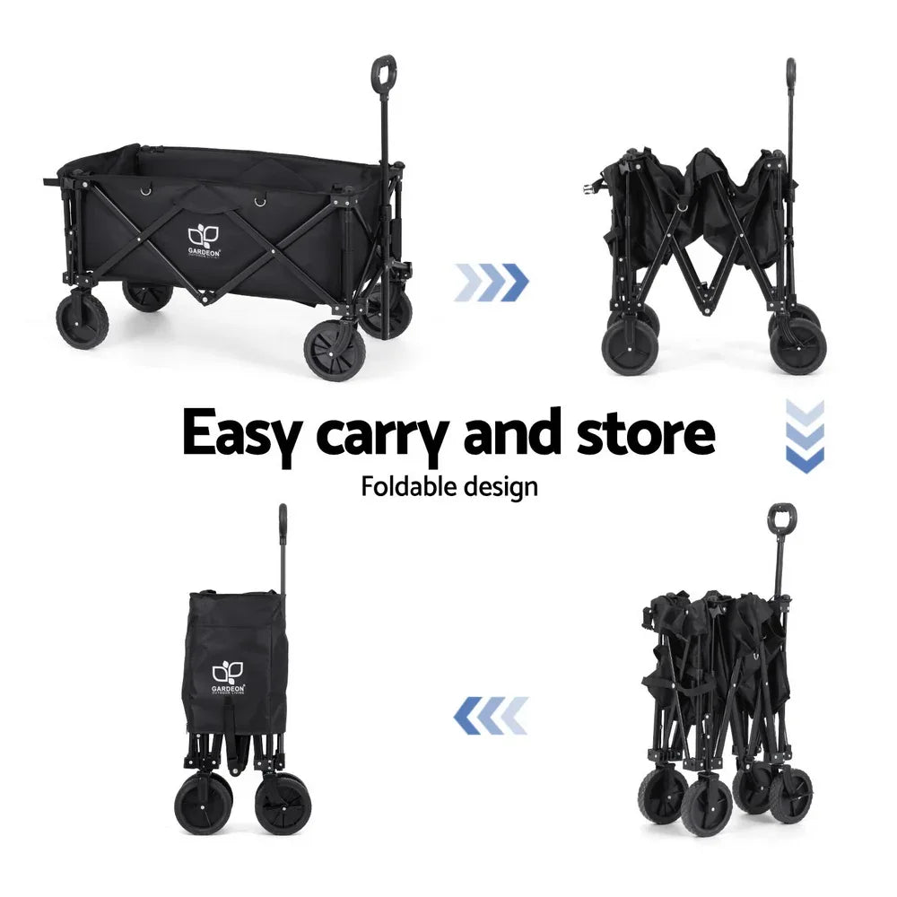 Gardeon Garden Cart with Opening Rear Black - Mekamart Australia