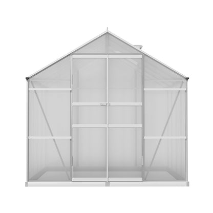 Green Fingers Greenhouse 2.42x2.5x2.26M Aluminium Double Doors Green House Garden Shed