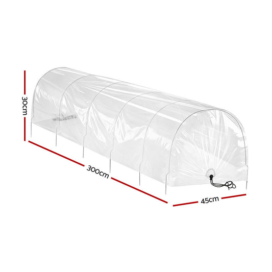 Green Fingers Mini Greenhouse 300x45x30cm Tunnel Clear PVC Steel Frame Portable
