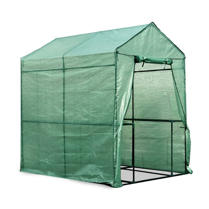Green Fingers Greenhouse 1.2x1.9x1.9M Walk in Green House Tunnel Plant Garden Shed 4 Shelves