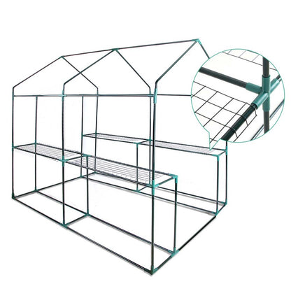 Green Fingers Greenhouse 1.2x1.9x1.9M Walk in Green House Tunnel Clear Garden Shed 4 Shelves