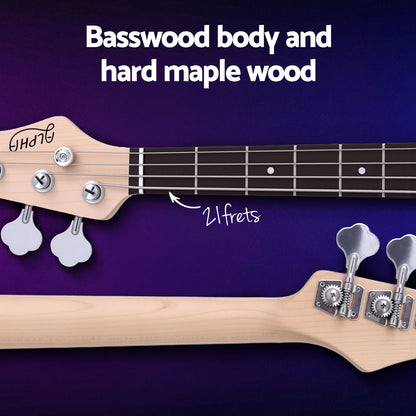 Alpha Electric Guitar Bass  47 Inch Red