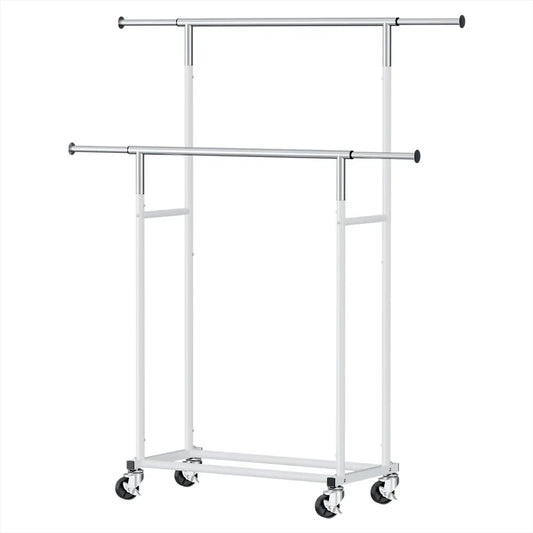 Artiss Clothes Rack Double Rod Airer Rail Coat Stand Adjustable Hanger