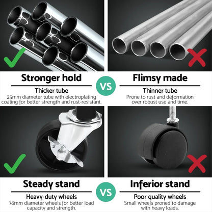 Artiss Clothes Rack Double Rod Airer Rail Coat Stand Adjustable Hanger - Mekamart Australia