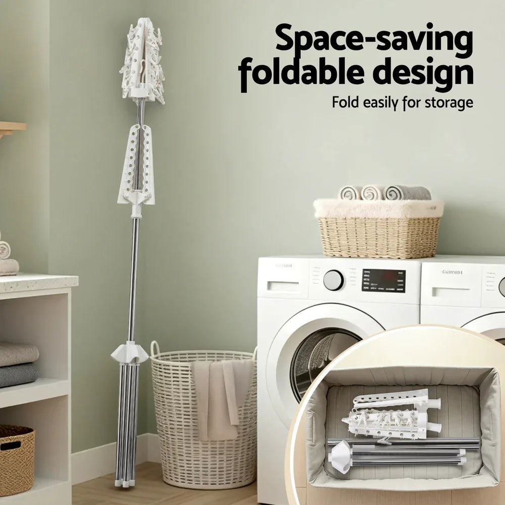 Artiss Clothes Rack Airer 2 Tier Rotatable Hanger Foldable