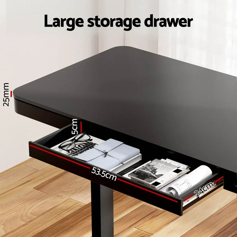 Artiss Standing Desk Motorised Electric Motor Drawer 120CM Black - Mekamart Australia