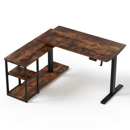 Artiss Electric Standing Desk Adjustable Motorised 120CM L Shaped Rustic Brown