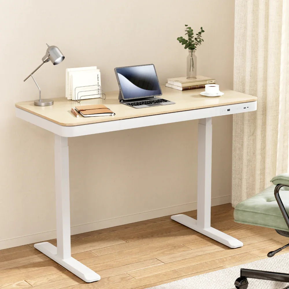 Artiss Standing Desk Motorised Electric Dual Motor Draw 120CM Oak - Mekamart Australia