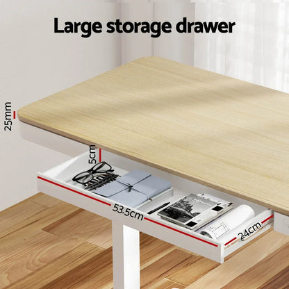 Artiss Standing Desk Motorised Electric Dual Motor Draw 120CM Oak - Mekamart Australia