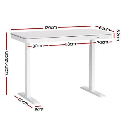 Artiss Standing Desk Motorised Electric Desks Drawer 120CM White