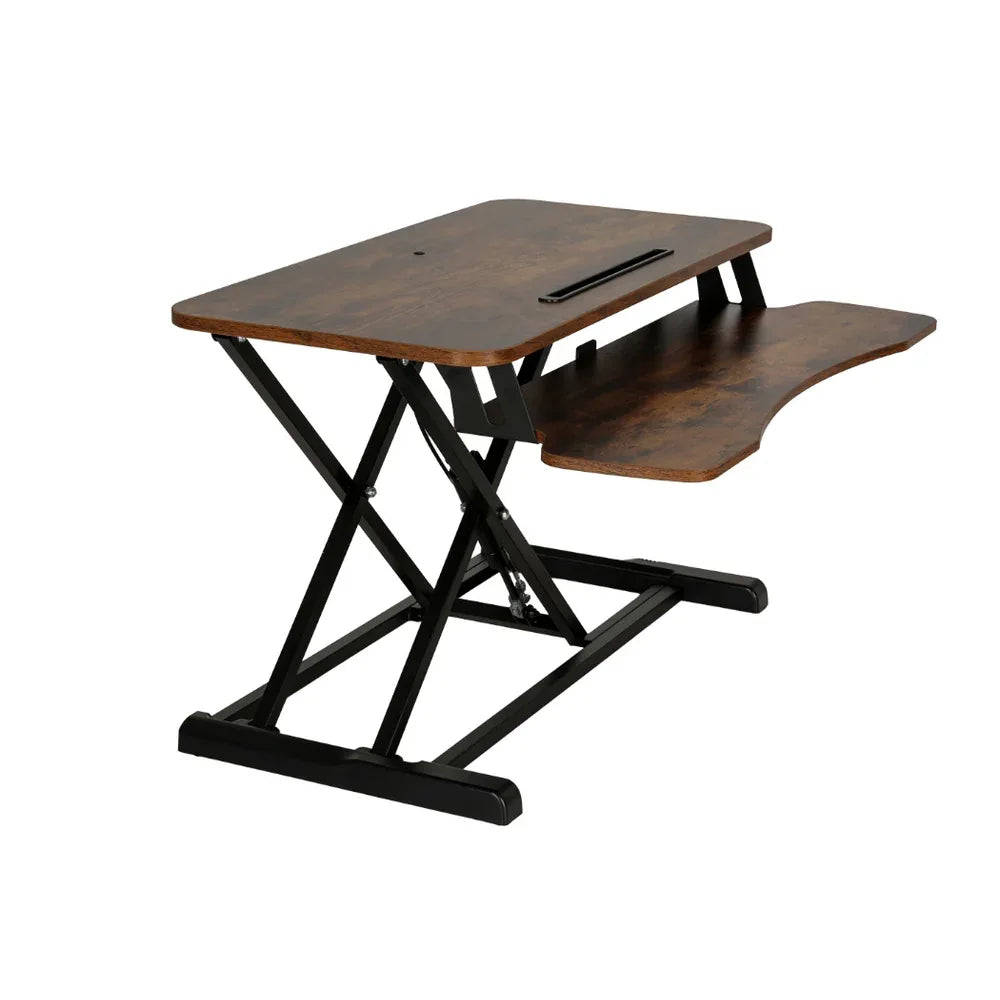 Artiss Standing Desk Riser Height Adjustable Rustic Brown 80CM - Mekamart Australia