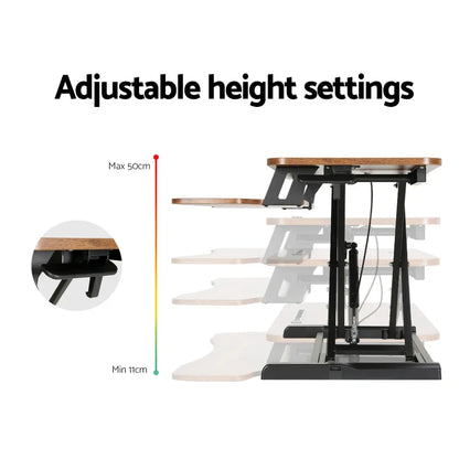 Artiss Standing Desk Riser Height Adjustable Rustic Brown 80CM - Mekamart Australia