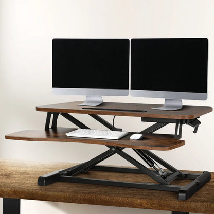 Artiss Standing Desk Riser Height Adjustable Rustic Brown 80CM - Mekamart Australia