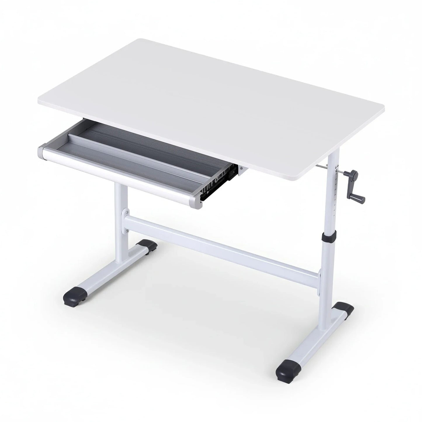 Artiss Manual Standing Desk Height Adjustable Workstation Computer Desks Study 100CM White - Mekamart Australia