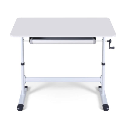 Artiss Manual Standing Desk Height Adjustable Workstation Computer Desks Study 100CM White - Mekamart Australia
