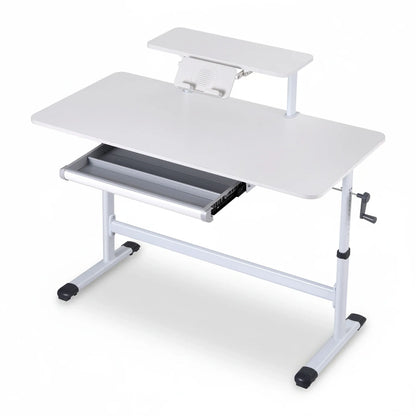 Artiss Manual Standing Desk Height Adjustable Workstation Computer Desks Study 120CM White - Mekamart Australia