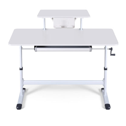 Artiss Manual Standing Desk Height Adjustable Workstation Computer Desks Study 120CM White - Mekamart Australia