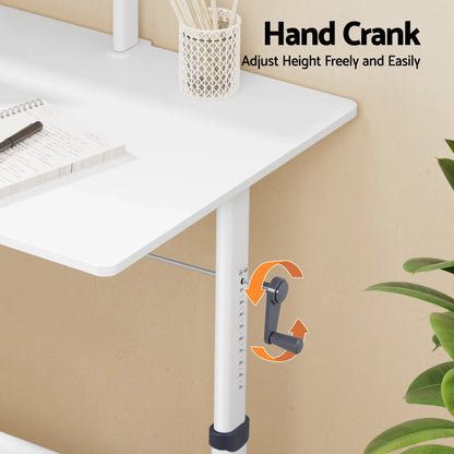 Artiss Manual Standing Desk Height Adjustable Workstation Computer Desks Study 120CM White - Mekamart Australia