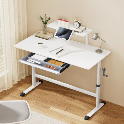 Artiss Manual Standing Desk Height Adjustable Workstation Computer Desks Study 120CM White - Mekamart Australia