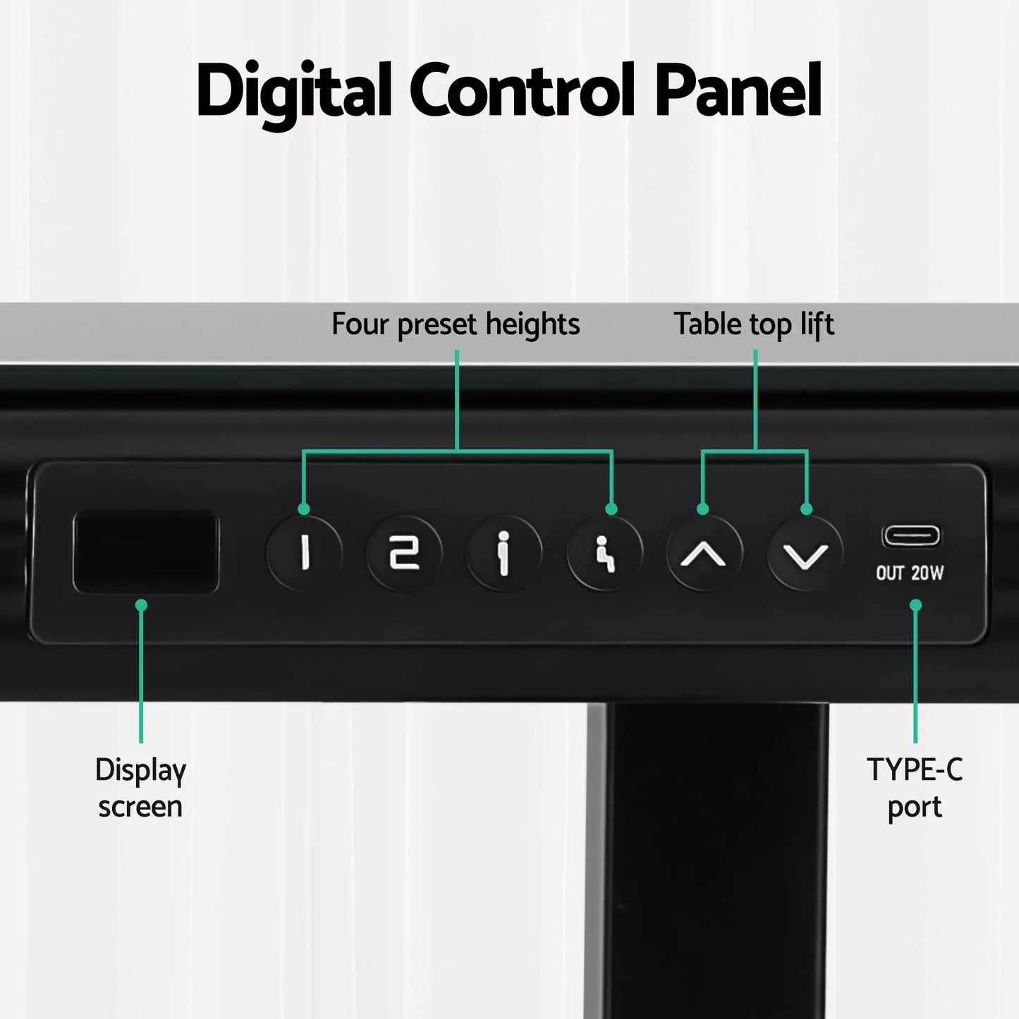 Artiss Standing Desk Motorised Tempered Glass Top Electric Black 120CM - Mekamart Australia