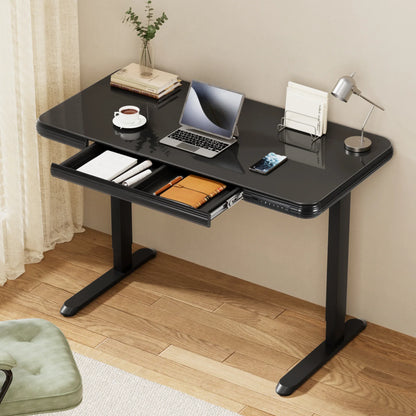 Artiss Standing Desk Motorised Tempered Glass Top Electric Black 120CM - Mekamart Australia