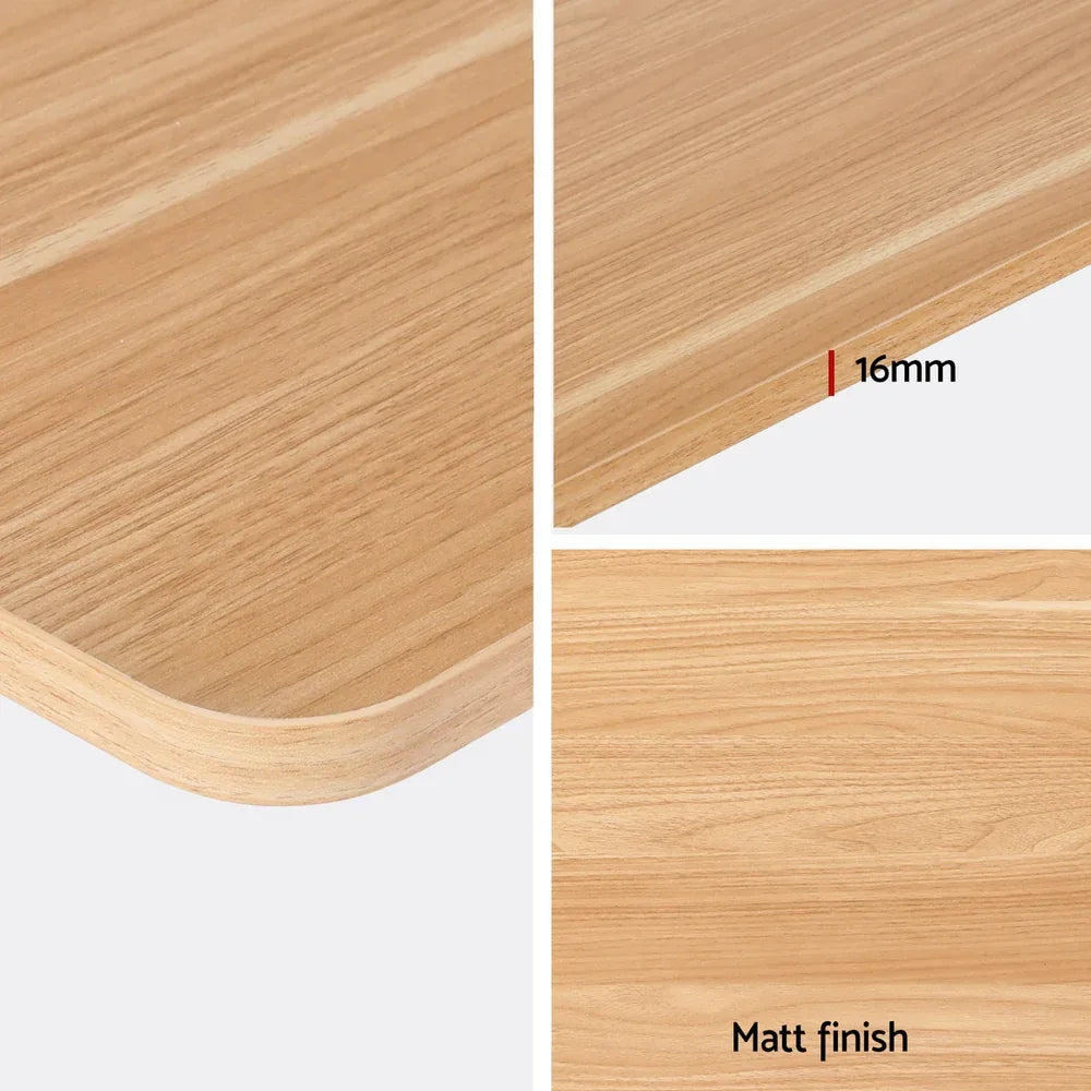 Artiss Electric Standing Desk 140cm Adjustable Height Motorised Home Office Desk Oak Black - Mekamart Australia