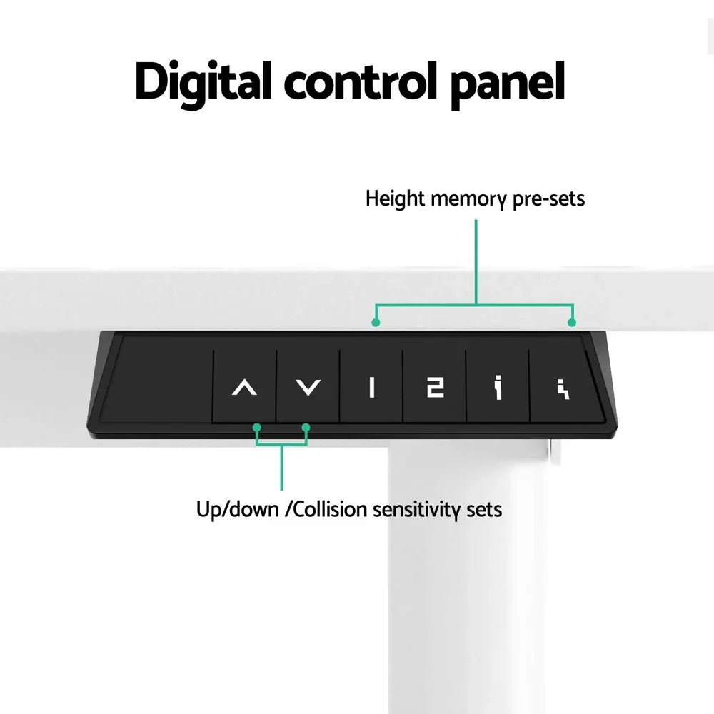 Artiss Electric Standing Desk 140cm Adjustable Height Motorised Home Office Desk White - Mekamart Australia