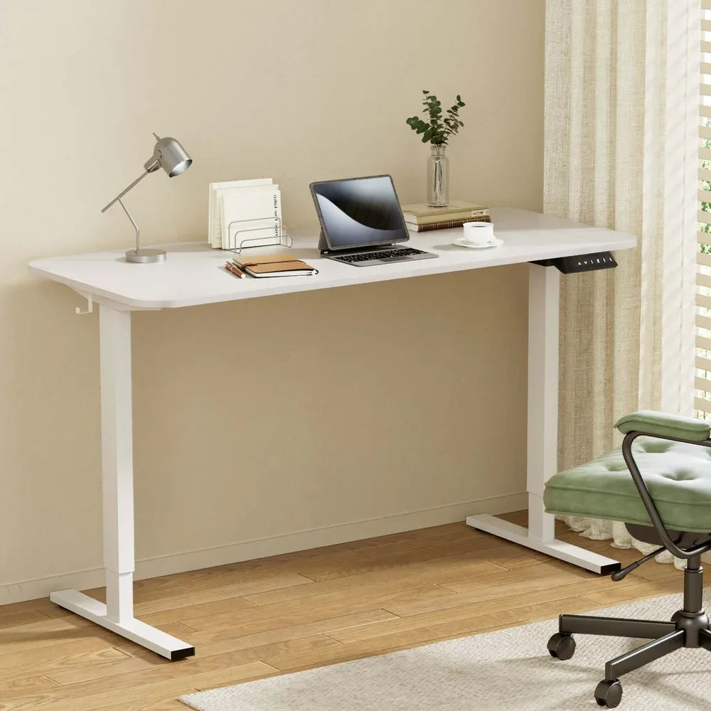 Artiss Electric Standing Desk 140cm Adjustable Height Motorised Home Office Desk White - Mekamart Australia