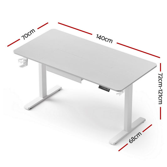 Artiss Electric Standing Desk 140cm Adjustable Height Motorised Home Office Desk Drawer