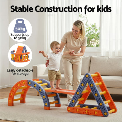 Kids Climbing Frame Set With Slide Indoor Outdoor Toddler Toys Pikler Triangle Climber With Arch
